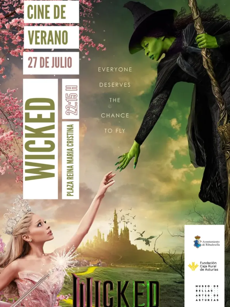 Ribadesella proyectará 'Wicked' en su cine de verano gratuito en la Plaza Reina María Cristina