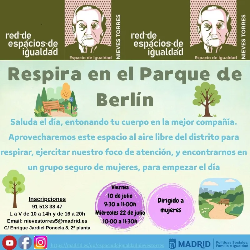Madrid celebra jornadas gratuitas de 'Respira' en el Parque de Berlín para mujeres