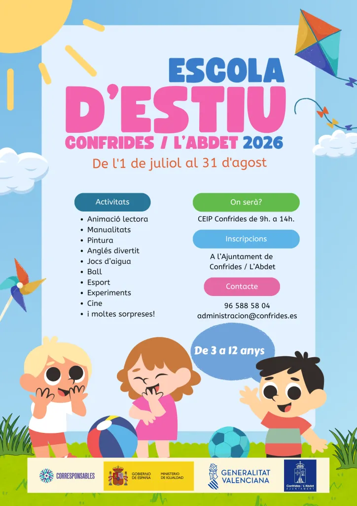 Abierta la inscripción para la Escola d'Estiu gratuita en Confrides y L'Abdet