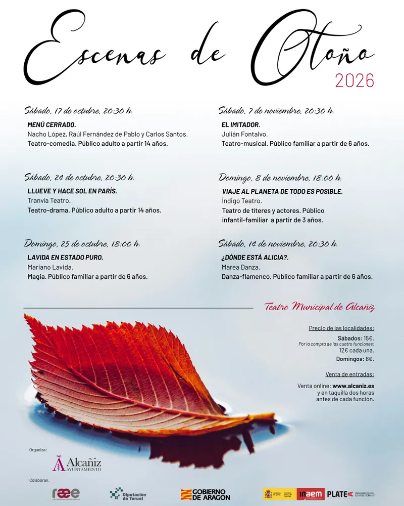 Alcañiz presenta 'Escenas de Otoño' con seis espectáculos de teatro, danza y magia