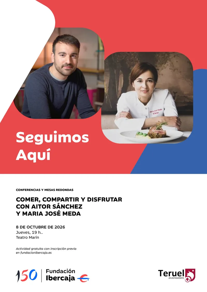 Teruel acoge la conferencia «Comer, compartir y disfrutar» con Aitor Sánchez y María José Meda