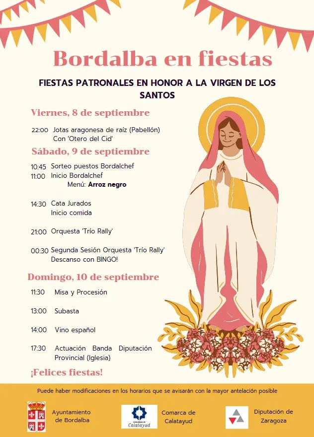 Bordalba anuncia sus fiestas patronales en honor a la Virgen de los Santos