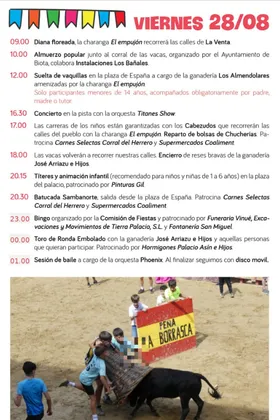 Biota modifica el programa de sus fiestas patronales con cambios de horario