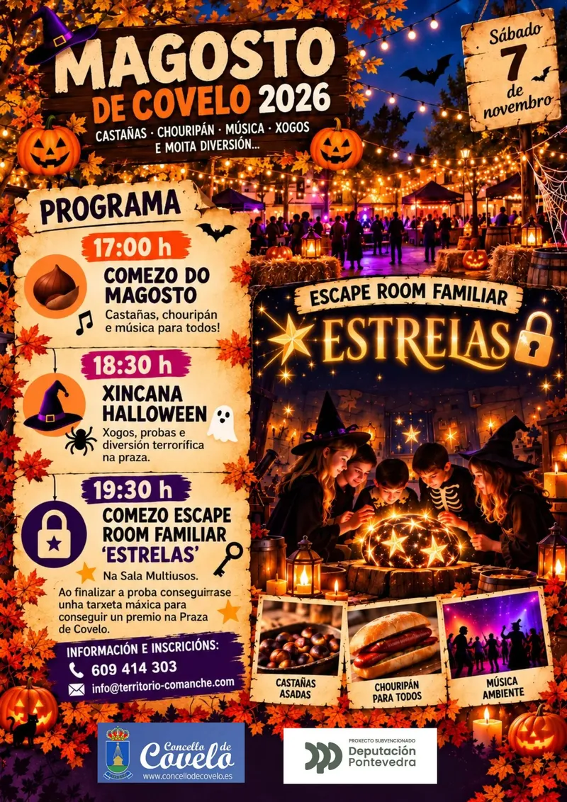 Covelo celebra su Magosto con castañas, chouripán y actividades de Halloween