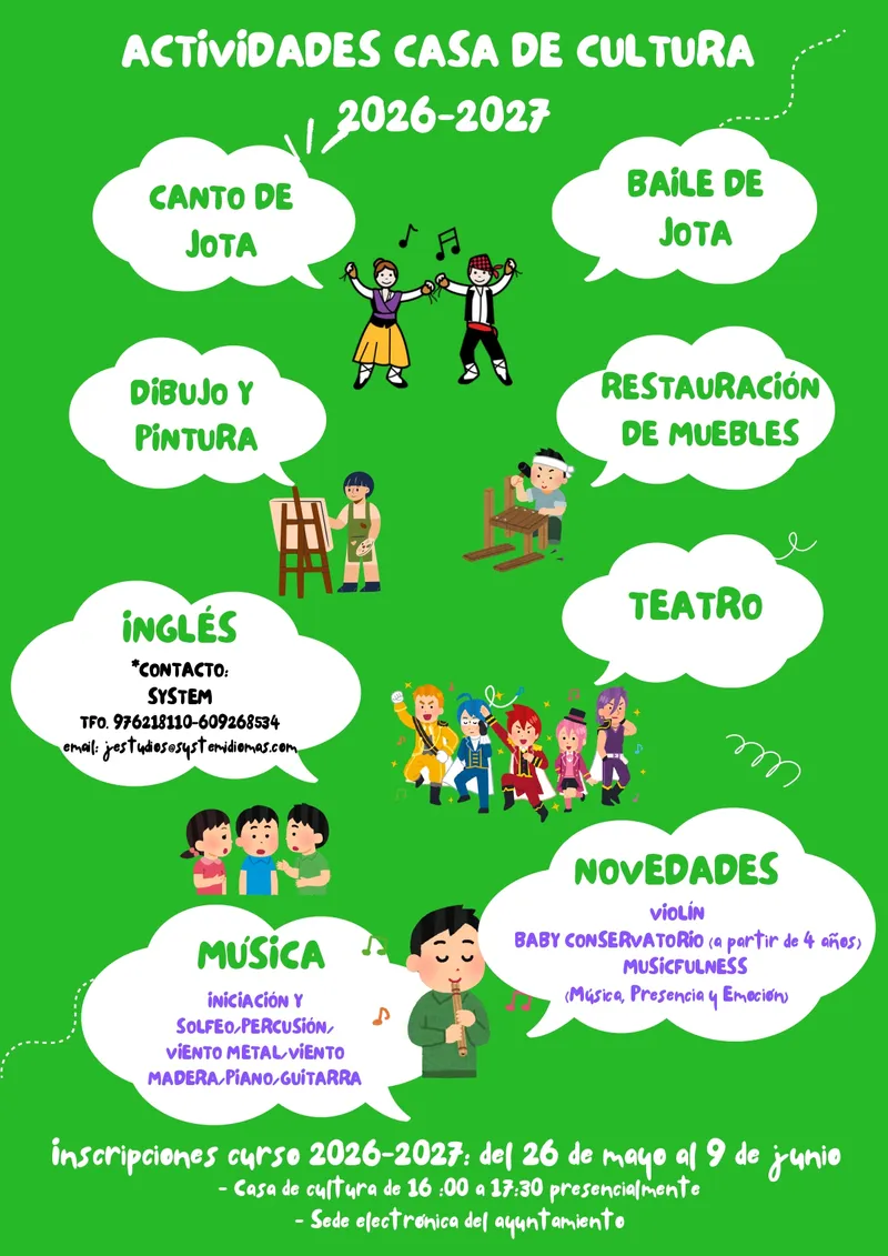 Calatorao abre inscripciones para los cursos de la Casa de Cultura 2026/27