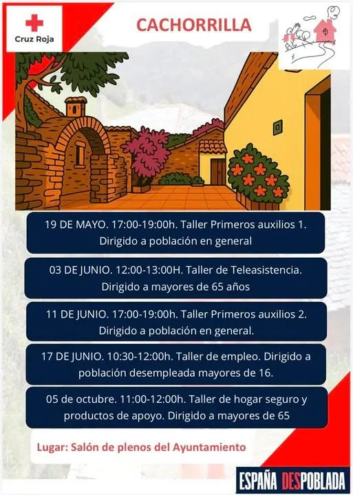 Cursos gratuitos de Cruz Roja en Cachorrilla: primeros auxilios, teleasistencia y empleo