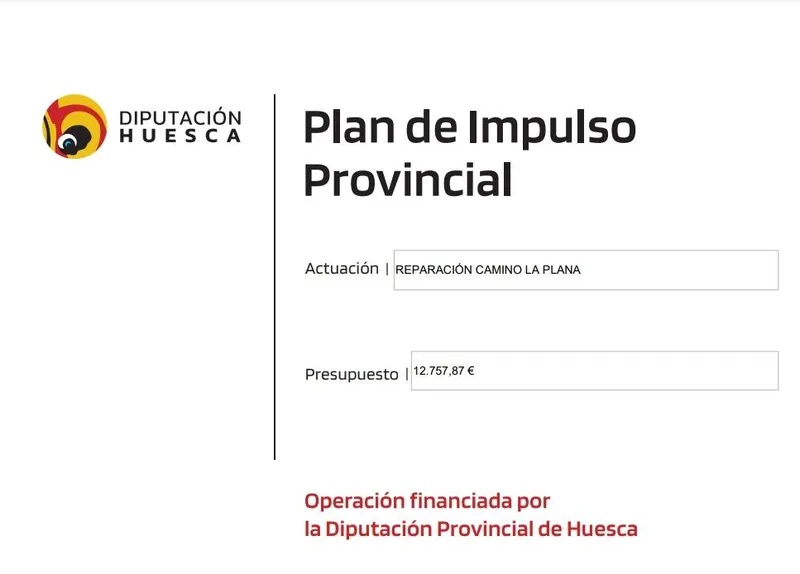 Diputación de Huesca financia la reparación del Camino La Plana en Labuerda