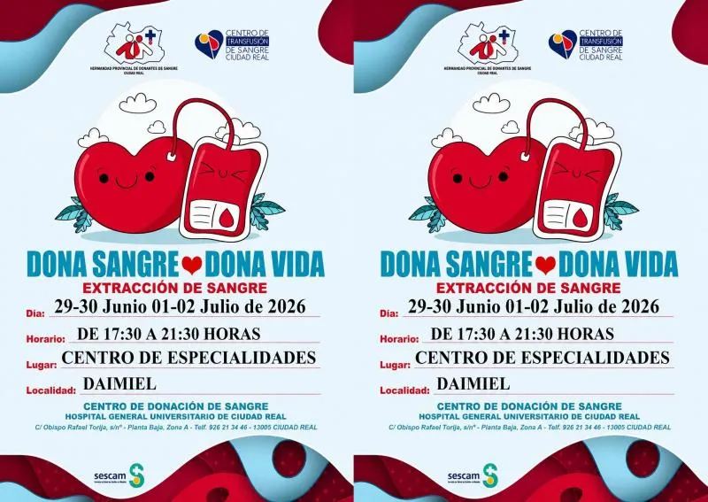 Daimiel inicia campaña de donación de sangre para reforzar reservas antes del verano