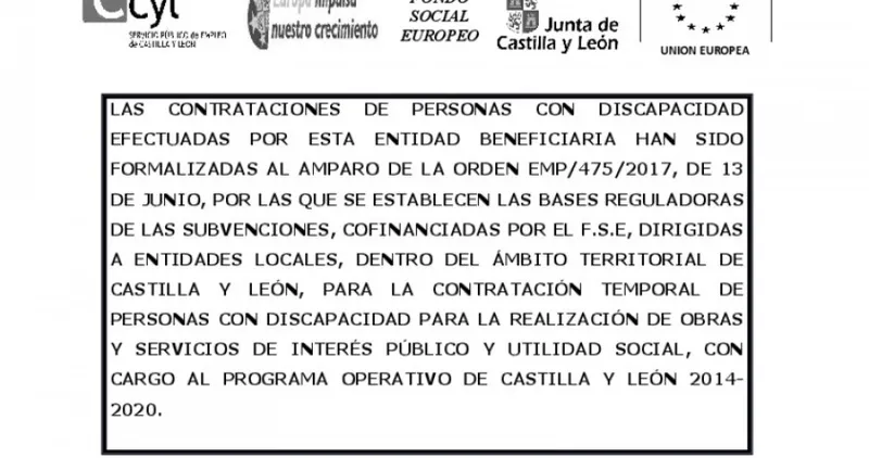Rasueros formaliza la contratación de personas con discapacidad gracias a subvención autonómica