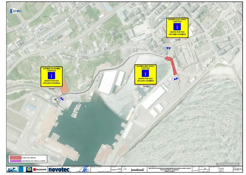 Cortes de tráfico en el Puerto de Burela por obras de canalización a partir del 20 de julio