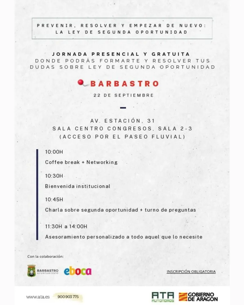 Jornada informativa sobre la Ley de Segunda Oportunidad en Barbastro