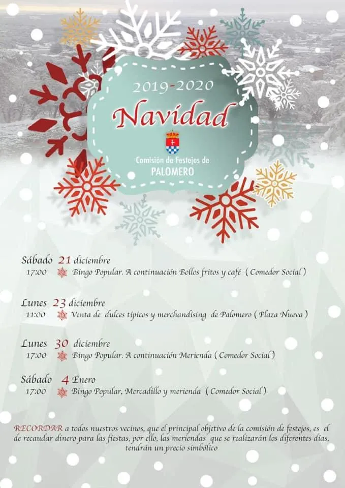 Palomero anuncia sus actividades navideñas para 2019
