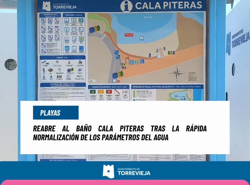 Cala Piteras en Torrevieja reabre al baño tras normalizarse la calidad del agua