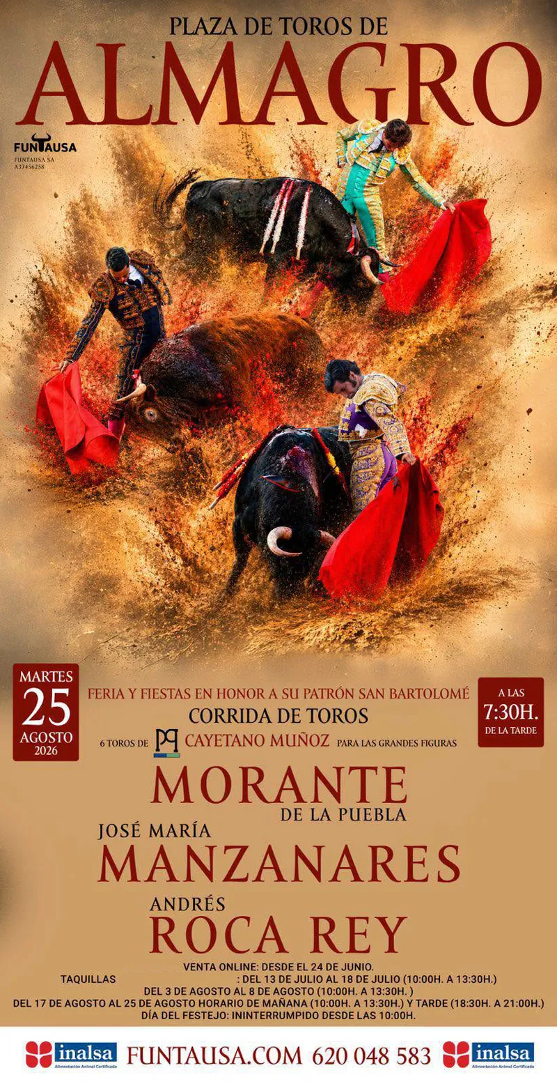 Almagro anuncia la Feria Taurina de 2026 con cartel oficial