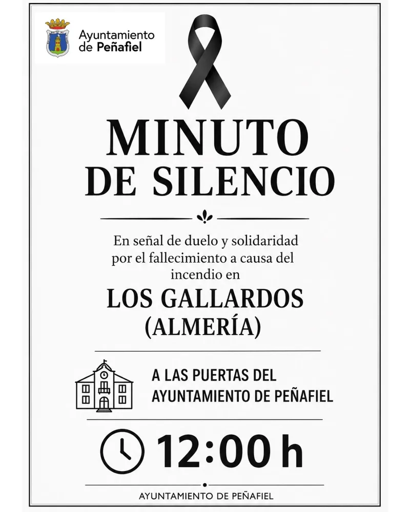 Peñafiel se une al duelo por el incendio de Los Gallardos con un minuto de silencio