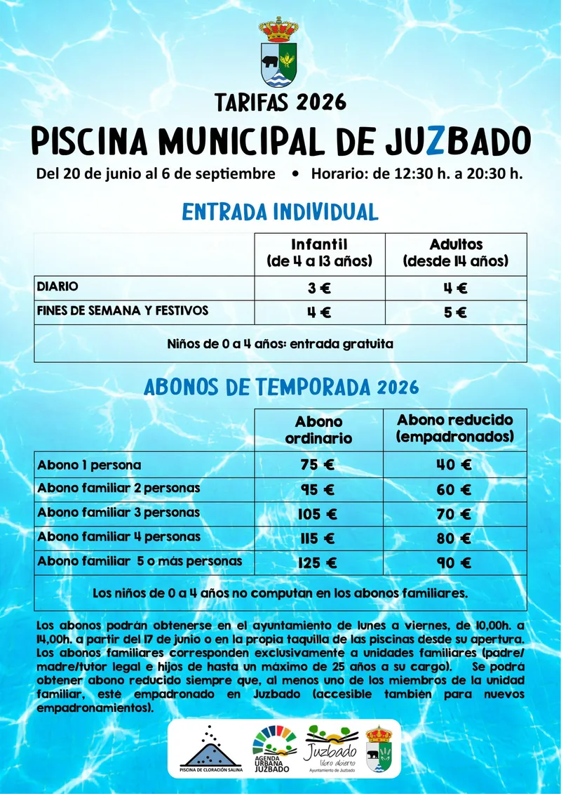 Juzbado abre sus piscinas municipales del 20 de junio al 6 de septiembre con nuevas tarifas