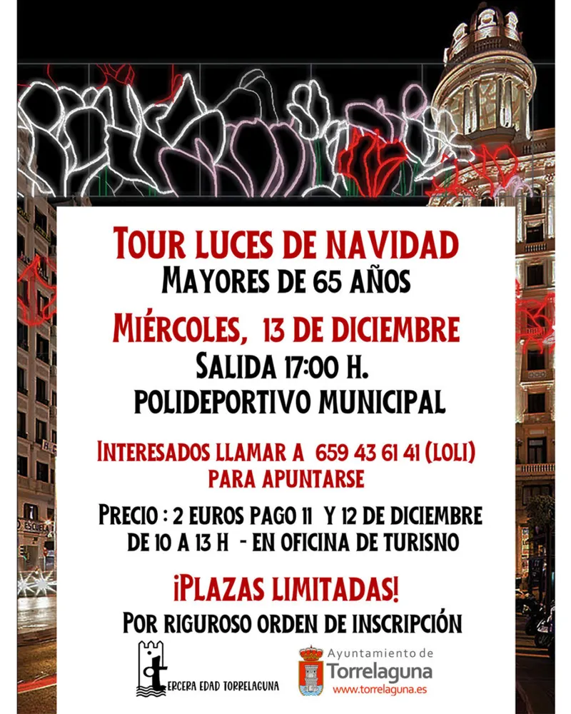 Torrelaguna organiza un tour de luces navideñas para mayores de 65 años