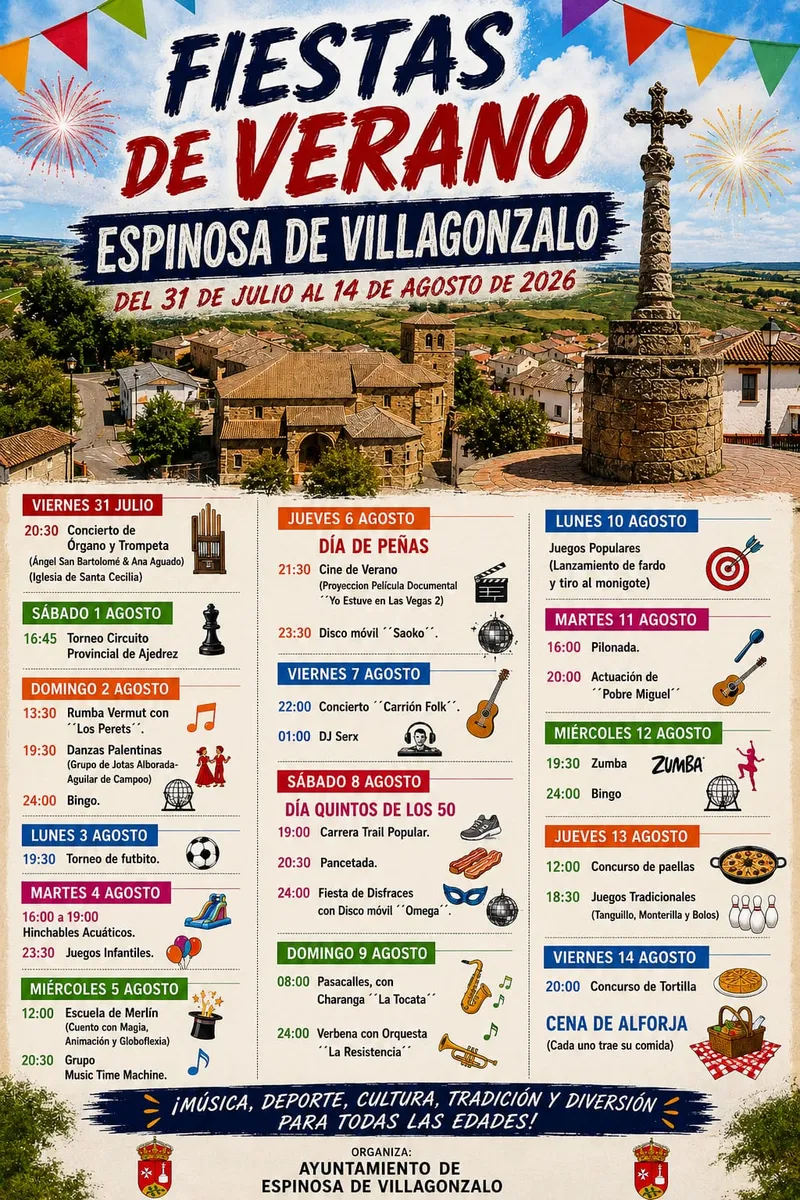 Espinosa de Villagonzalo celebra sus Fiestas de Verano con un programa de 15 días