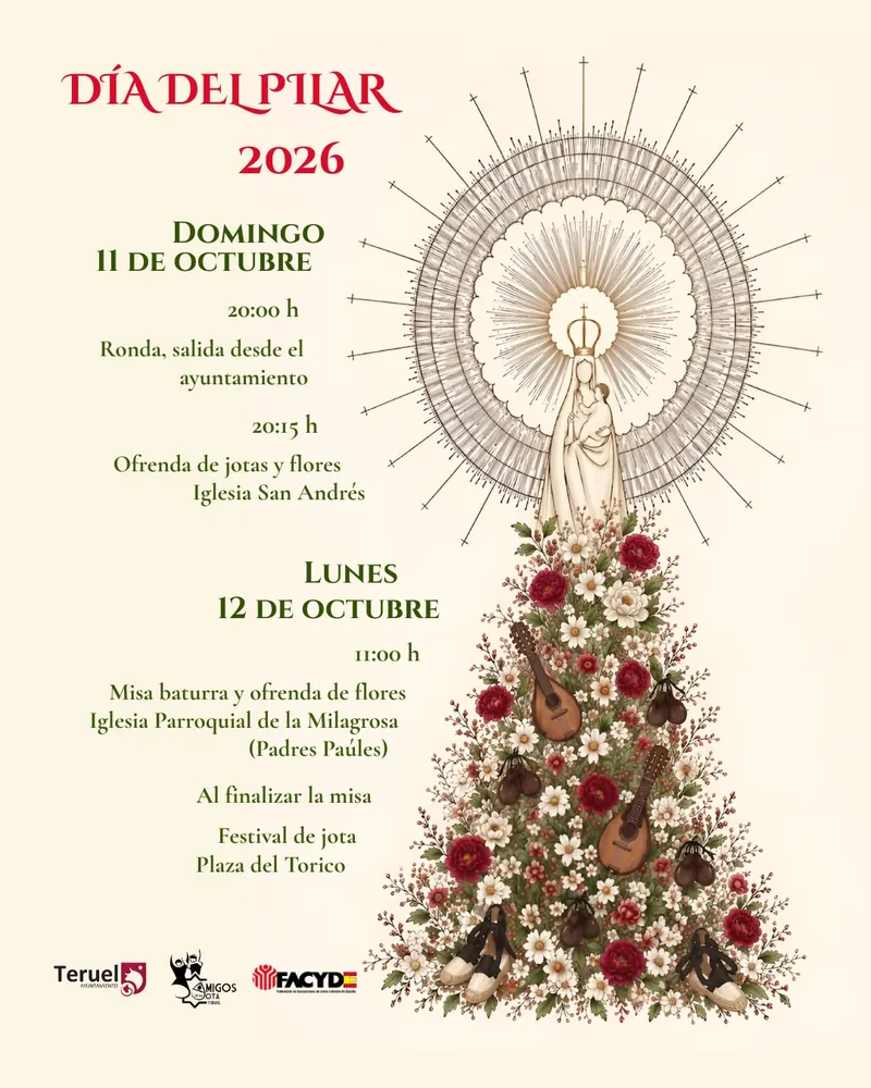 Teruel celebra el Día del Pilar con rondas, jotas y ofrendas florales