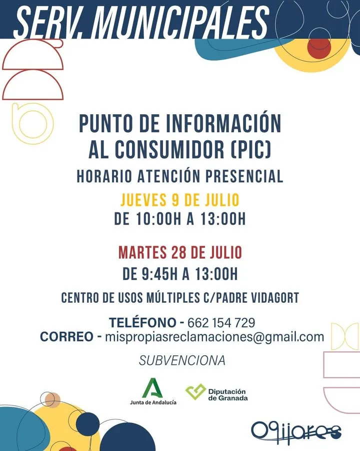 Ogíjares ofrece asesoramiento gratuito al consumidor en julio