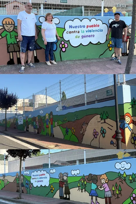 Alberite se tiñe de color contra la violencia de género con un mural en la Escuela Infantil Mercedes Benito
