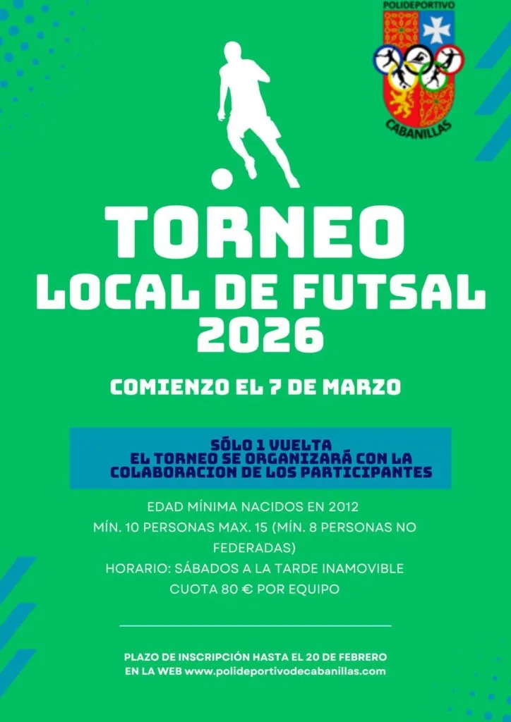 Cabanillas celebra su torneo de fútbol sala el próximo 7 de marzo