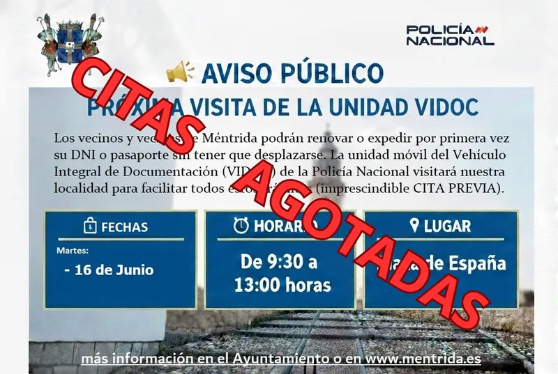 Méntrida acoge de nuevo el servicio móvil de DNI y Pasaporte en junio