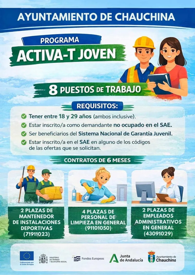 Chauchina lanza 'Activa-T Joven' para impulsar el empleo juvenil con 8 nuevos puestos