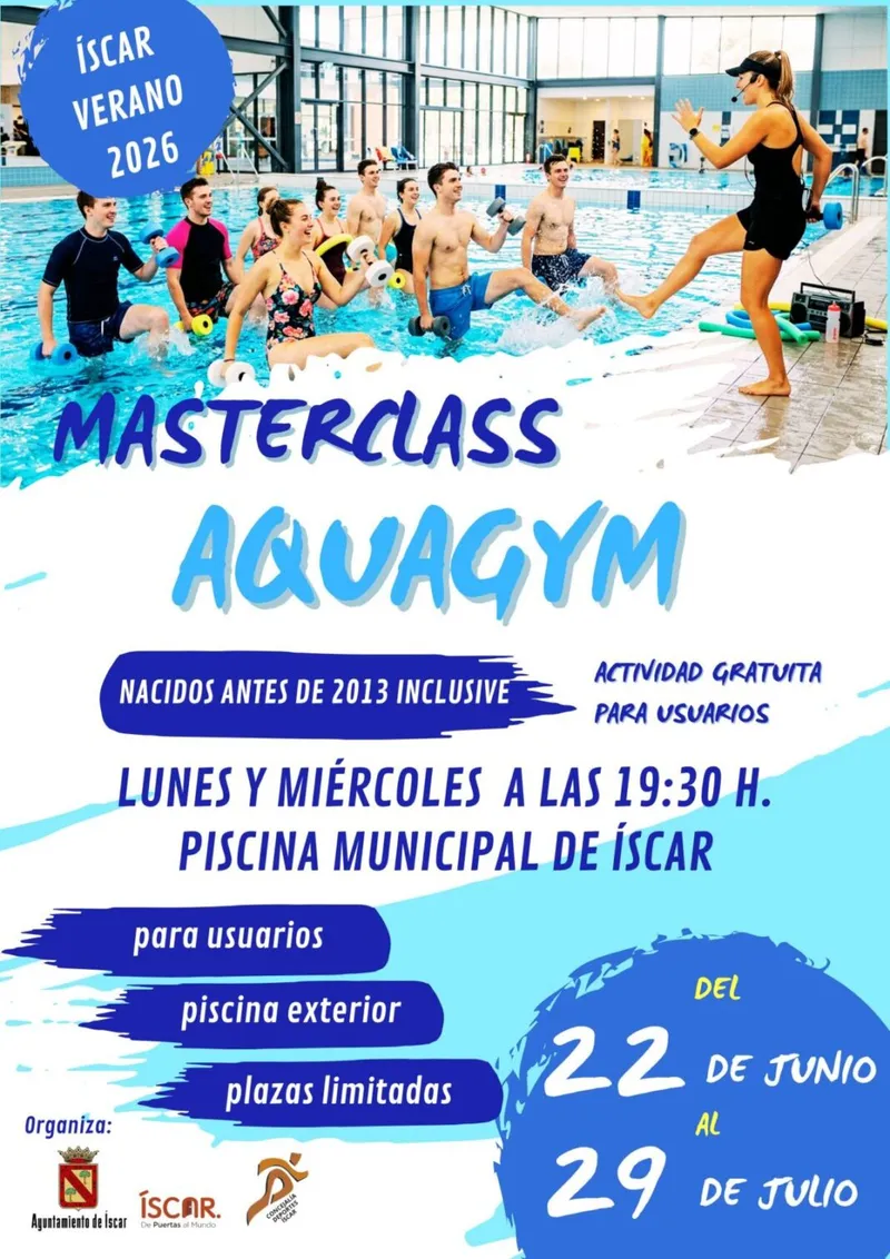Íscar celebra masterclass de aquagym gratuitas en la piscina municipal este verano