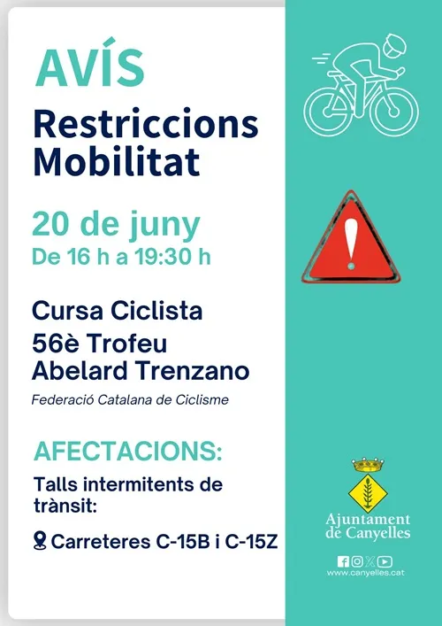 Restricciones de tráfico en Canyelles por la 56ª edición del Trofeu Abelard Trenzano