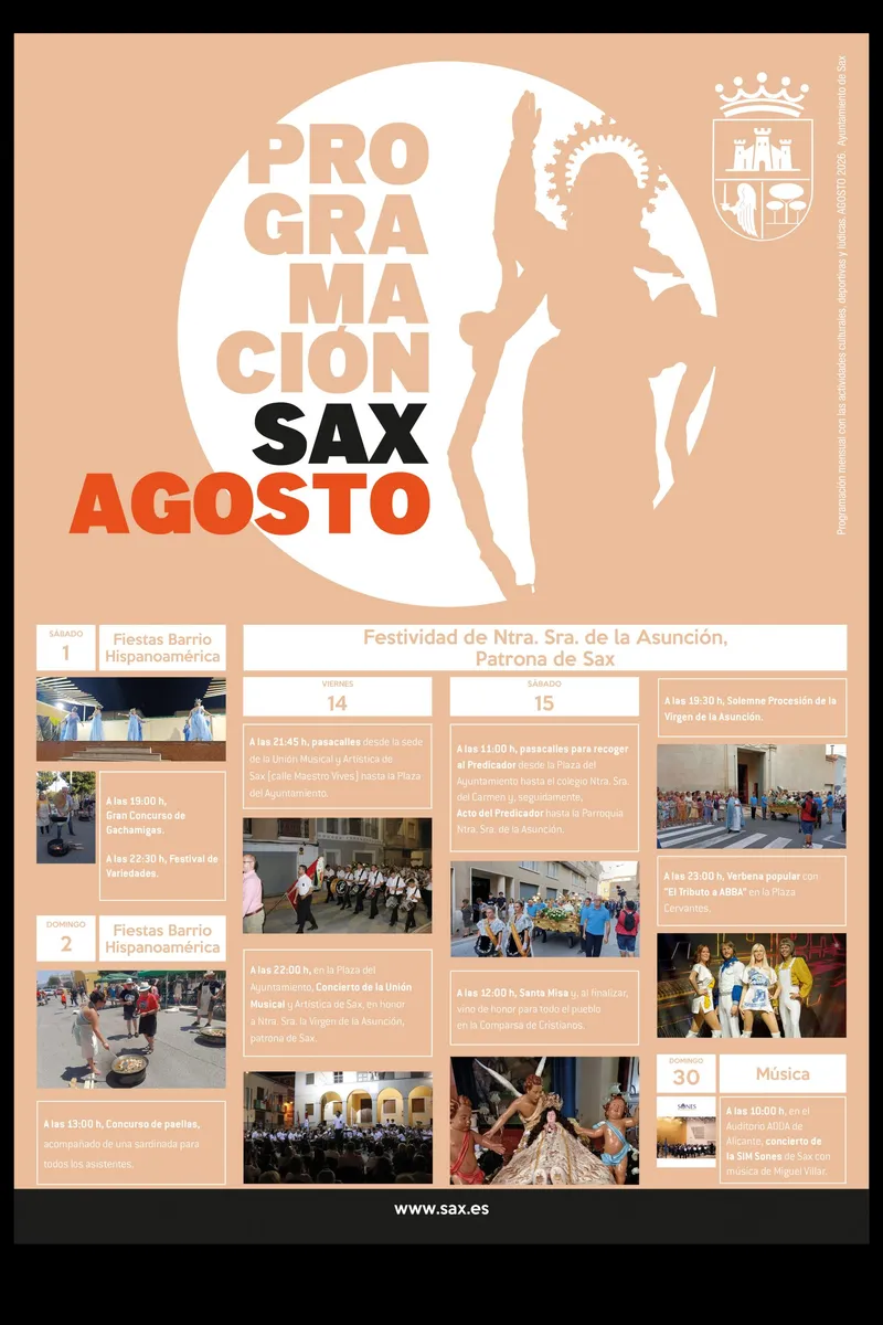 Sax presenta su programación de agosto con fiestas, conciertos y actos patronales