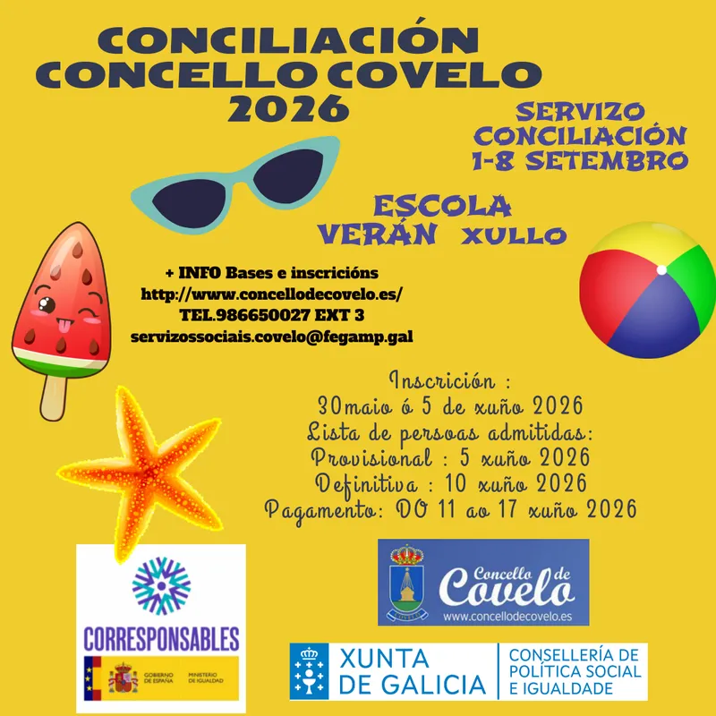 Covelo lanza la Escuela de Verano 2026 para facilitar la conciliación familiar