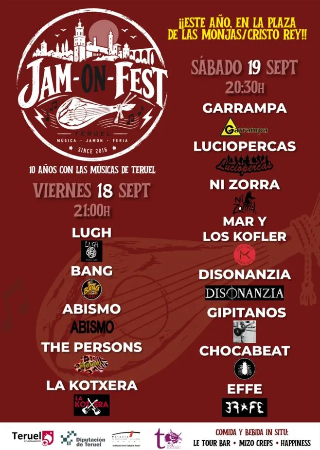 El JAM ON FEST celebra su décima edición con dos noches de música turolense en la Plaza de Cristo Rey