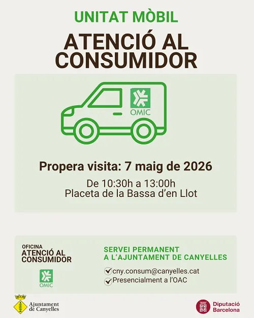 Canyelles acoge una unidad móvil de atención al consumidor el 7 de mayo
