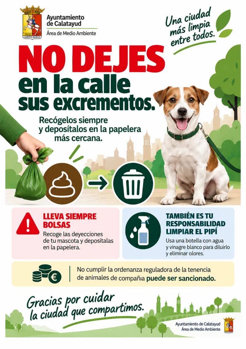 Calatayud lanza campaña contra excrementos de mascotas y refuerza vigilancia