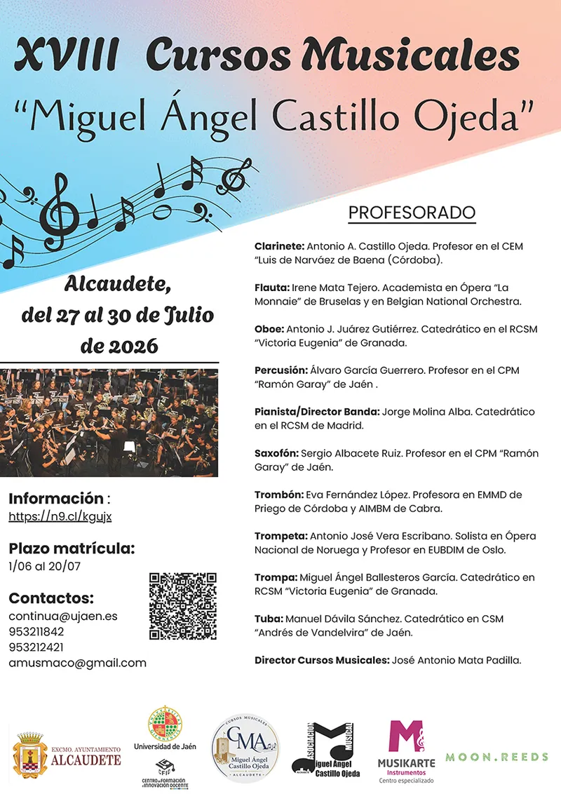 Alcaudete acoge la XVIII edición de los Cursos Musicales Miguel Ángel Castillo Ojeda