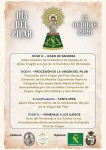 Caspe celebra el Día del Pilar con procesión, misa y homenaje a los caídos
