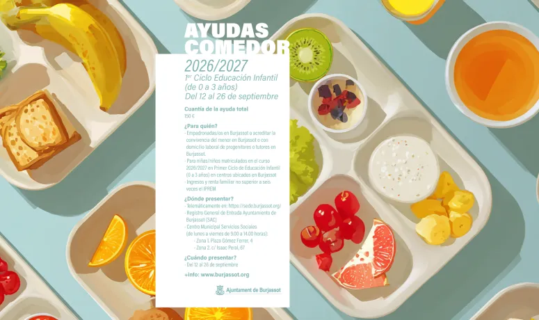 Burjassot incrementa la ayuda al comedor para familias con niños de 0 a 3 años