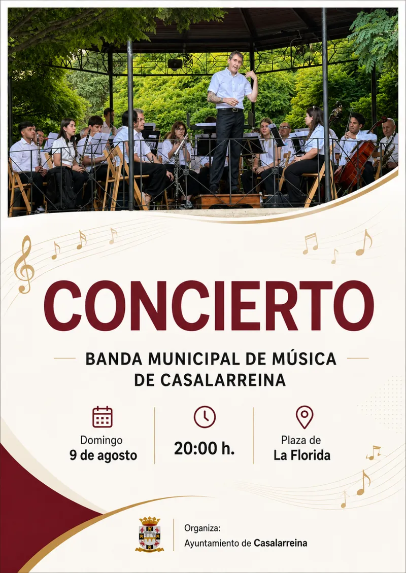 Concierto de la Banda Municipal de Música en la Plaza de la Florida de Casalarreina