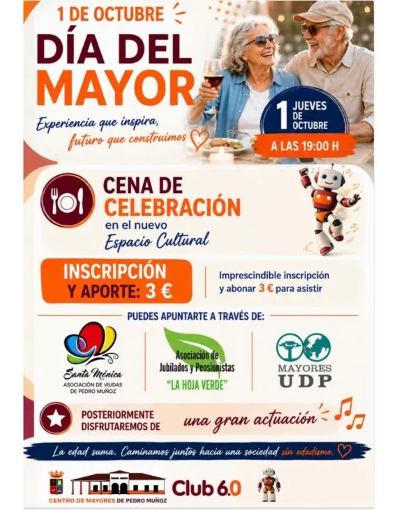 Pedro Muñoz celebra el Mes de las Personas Mayores con actividades y cena
