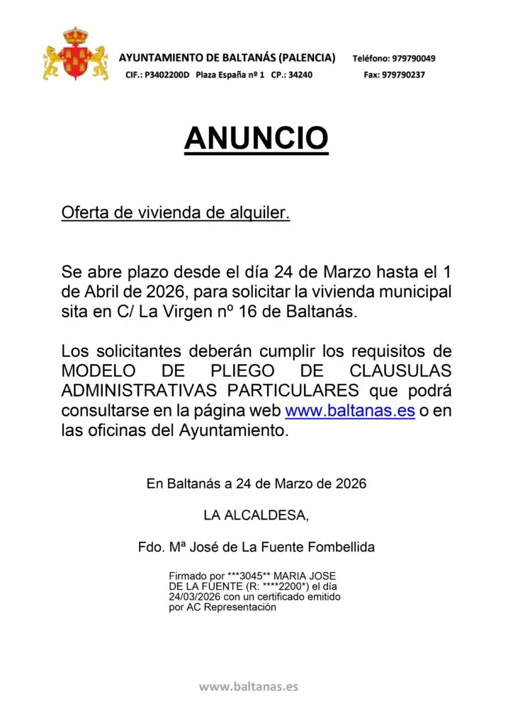 Baltanás abre plazo para solicitar una vivienda municipal en alquiler