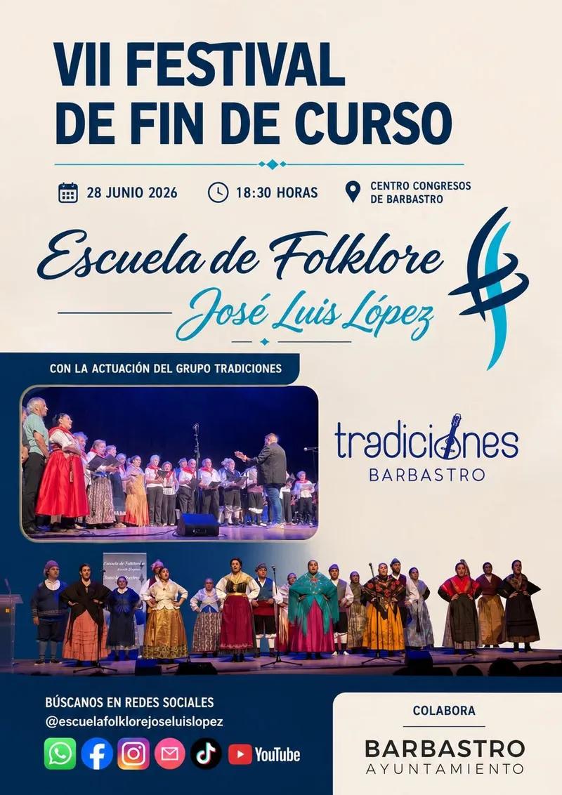 Barbastro celebra el VII Festival Final de Curso de la Escuela de Folklore José Luis López