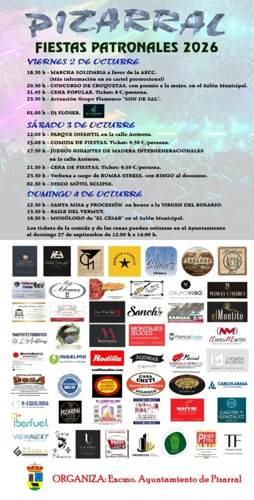 Pizarral celebra sus fiestas patronales con un variado programa de actividades