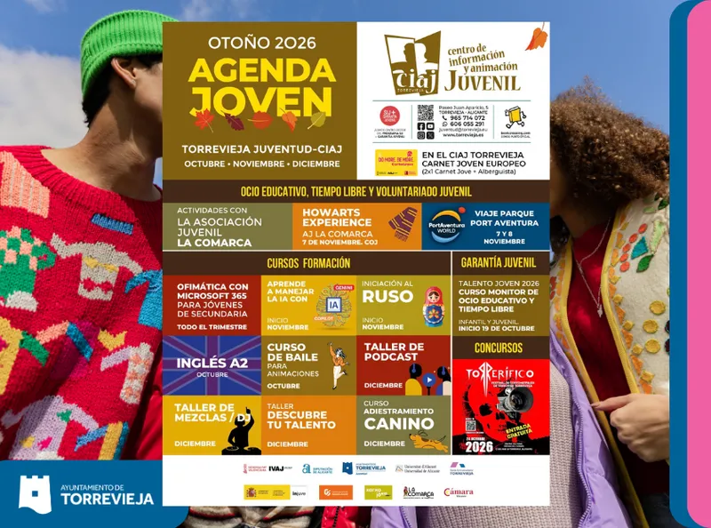 Torrevieja lanza su Agenda Joven de Otoño con 15 propuestas formativas y de ocio