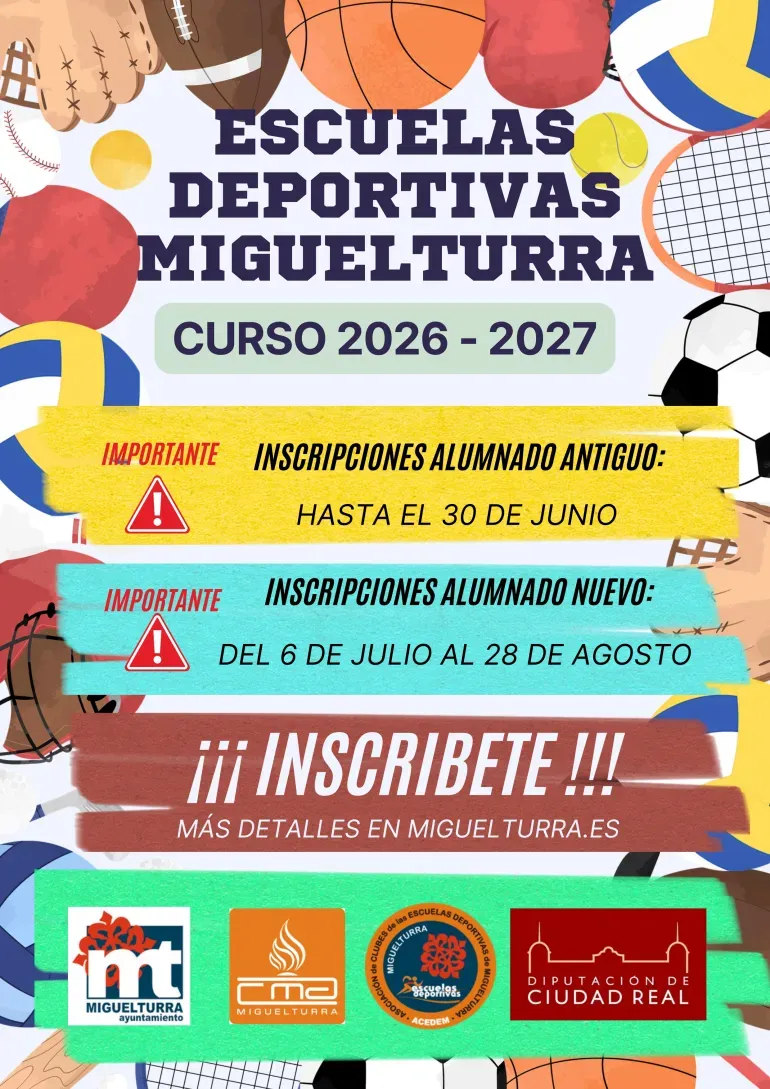 Miguelturra abre el plazo de inscripción para las Escuelas Deportivas 2026-2027