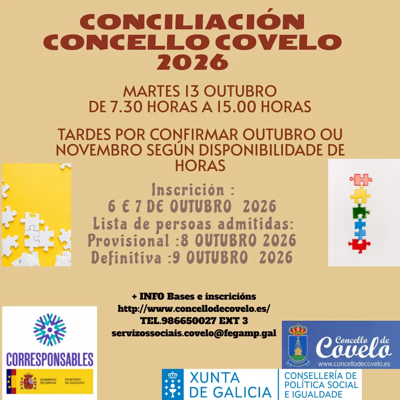 Covelo lanza un servicio gratuito de conciliación para niños de 3 a 13 años