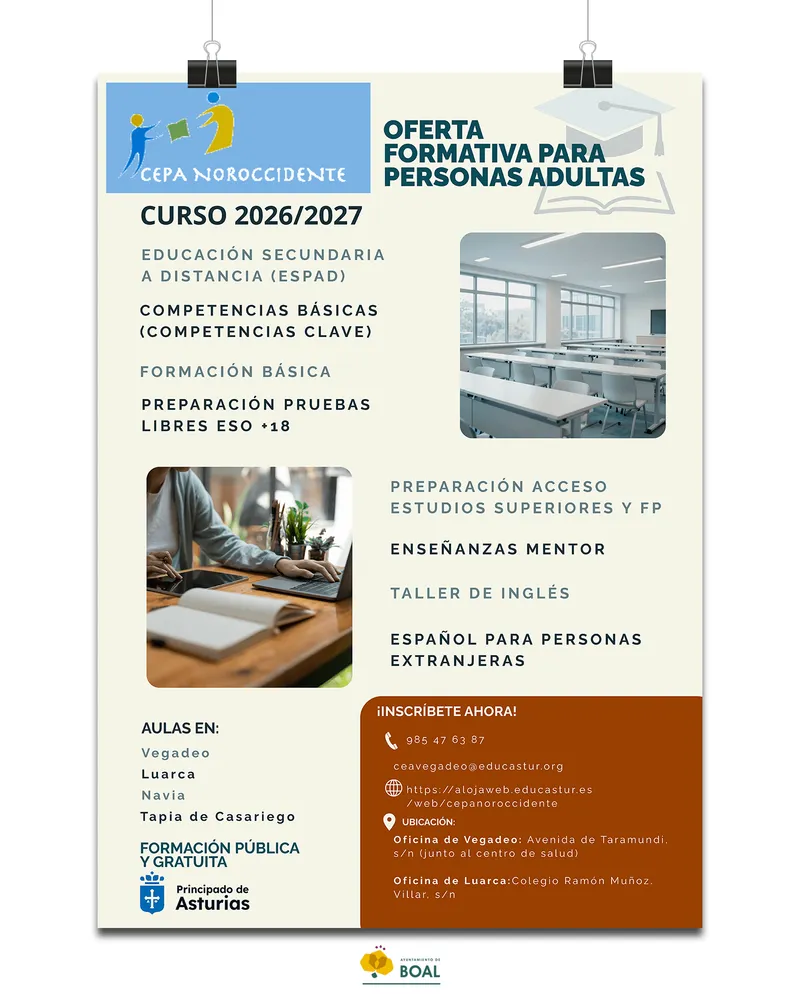 Abierta la matrícula para la oferta formativa de adultos del CEPA Noroccidente