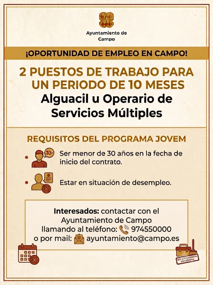 Campo lanza convocatoria para 2 puestos de Alguacil con contrato de 10 meses