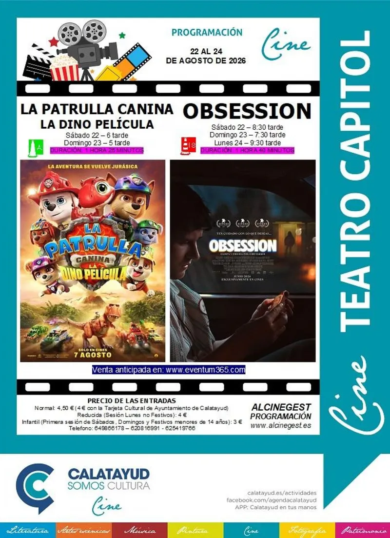 La Patrulla Canina y Obsesión llegan al Cine Capitol de Calatayud este fin de semana
