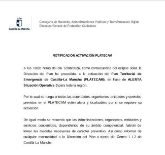 Activado el Plan de Emergencia en Castilla-La Mancha por el eclipse solar